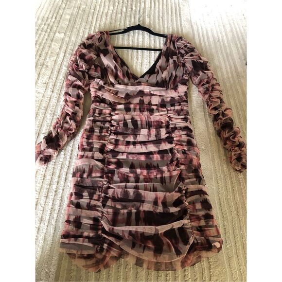 Zara Brown Draped Tulle Mini Dress Size M - Picture 11 of 14